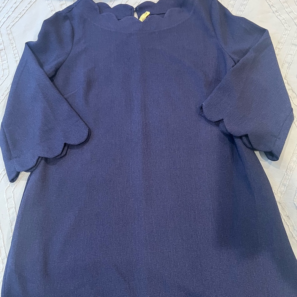 Mittoshop Navy Blue Scalloped Dress